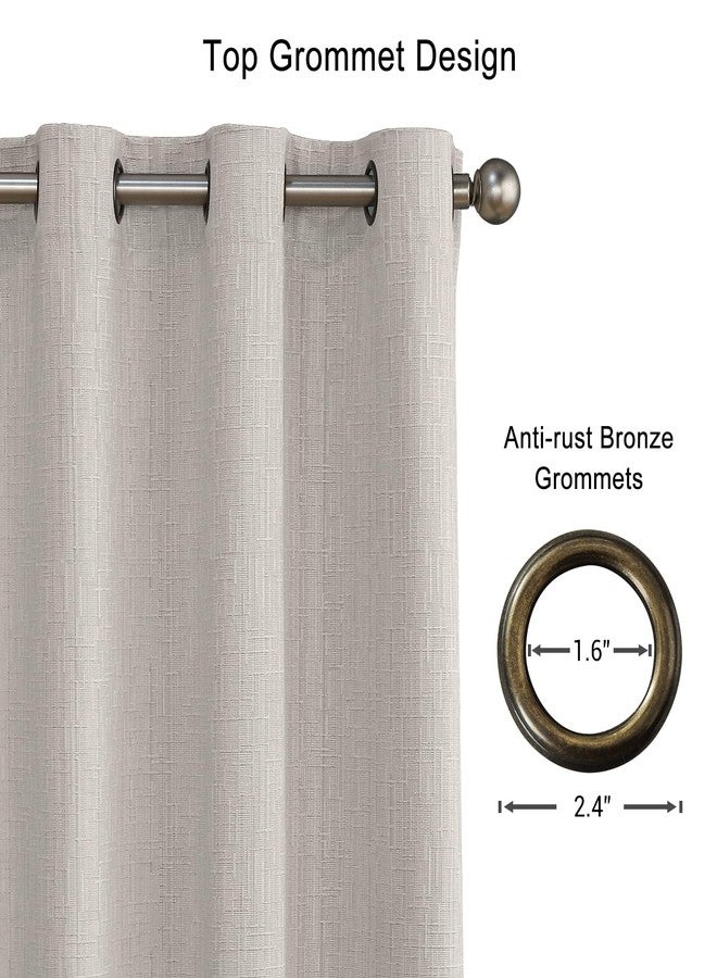 JSFLY Jacquard Linen Curtains 84 inch Length 2 Panels Thick Faux Linen Blended Window Drapes Burlap Textured Curtains with Grommet for Living Room Bedroom Farmhouse (52x84 Beige) Natural - Image 2
